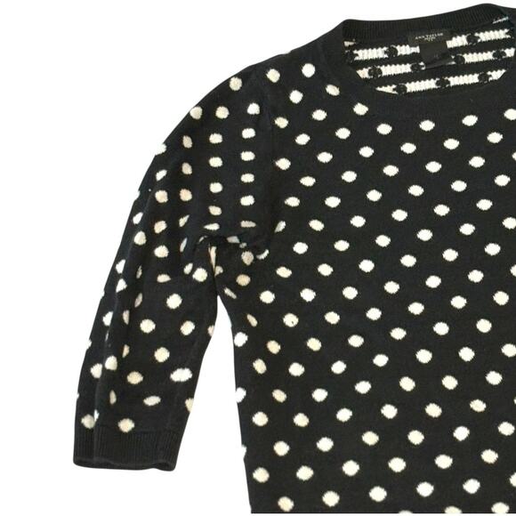 Ann Taylor Black/White Polka Dot Sweater - LP Large Petite - 3/4 Length Sleeves - Picture 3 of 11